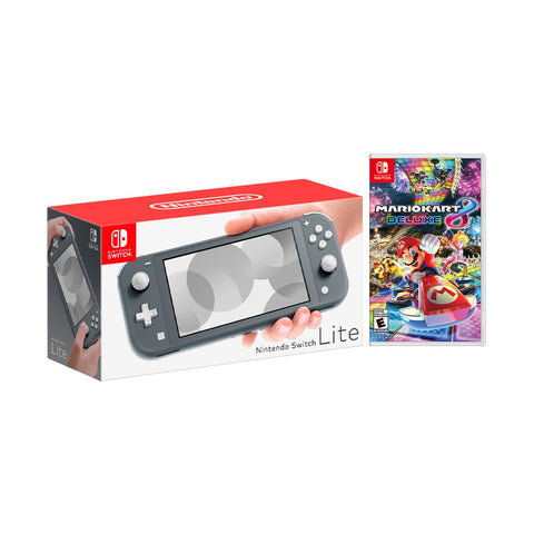 Nintendo Switch Lite Gray Bundle with Mario Kart 8 Deluxe NS Game Disc - 2019 Best Game!