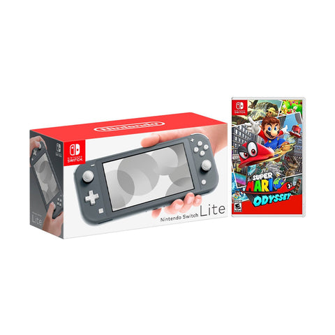 Nintendo Switch Lite Gray Bundle with Super Mario Odyssey NS Game Disc - 2019 Best Game!