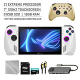 ASUS ROG Ally 512GB Gaming Handheld 7-inch Touchscreen 120Hz FHD 1080p AMD Ryzen Z1 Extreme Processor, Mytrix Gold Wireless Pro Controller, Hub, 128GB MicroSD Card, 5 Accessories: 6 in 1 Bundle