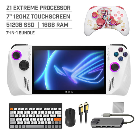 ASUS ROG Ally 512GB Gaming Handheld 7-inch Touchscreen 120Hz FHD 1080p AMD Ryzen Z1 Extreme Processor, Mytrix Touro Wireless Pro Controller, Hub, Keyboard & Mouse Combo, 7 in 1 Bundle