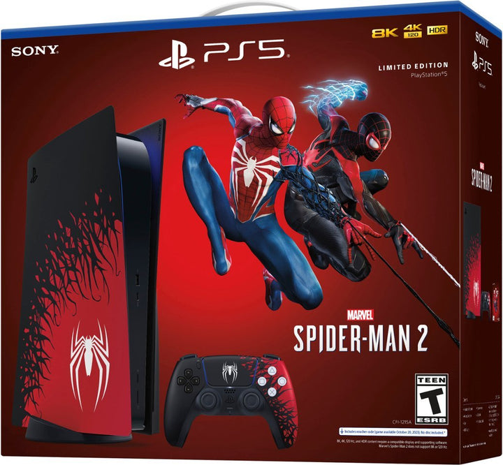 Sony PlayStation 5 - Limited Disc Version Spider-Man 2 Bundle - 825 GB PCIe Gen 4 NVNe SSD PS5 Console