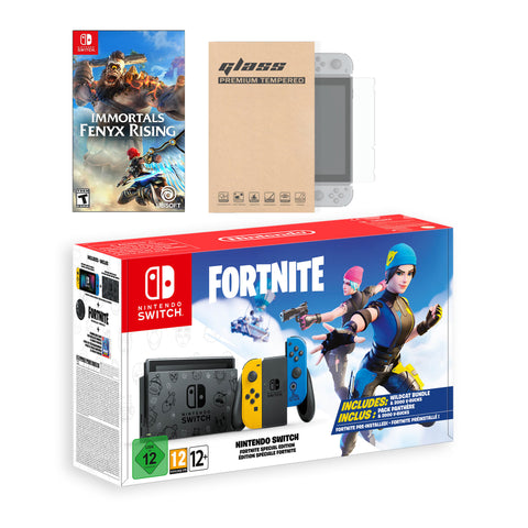 Nintendo Switch Fortnite Wildcat Edition and Game Bundle: Limited Console Set, Pre-Installed Fortnite, Epic Wildcat Outfits, 2000 V-Bucks, Immortals Fenyx Rising, Mytrix Screen Protector