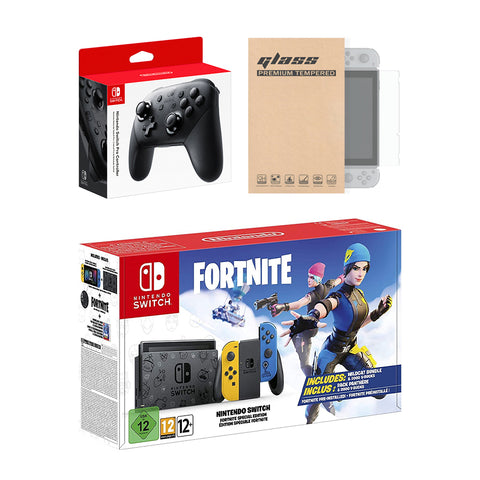 Nintendo Switch Fortnite Wildcat Edition and Game Bundle: Limited Console Set, Pre-Installed Fortnite, Epic Wildcat Outfits, 2000 V-Bucks, Pro Controller, Mytrix Tempered Glass Screen Protector