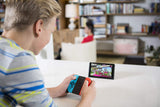 Nintendo Switch OLED Neon Red & Blue Model - Super Mario Top 4 Selections Bundle with Mytrix Screen Protector and Joy Con Caps