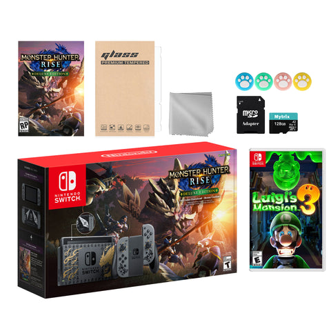 Nintendo Switch Monster Hunter Limited Console Set Plus Monster Hunter Rise Deluxe, Bundle With The Link's Awakening And Mytrix Accessories