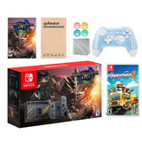 Nintendo Switch Monster Hunter Limited Console Set Plus Monster Hunter Rise Deluxe, Bundle With Overcooked! 2 And Mytrix Wireless Switch Pro Controller and Accessories