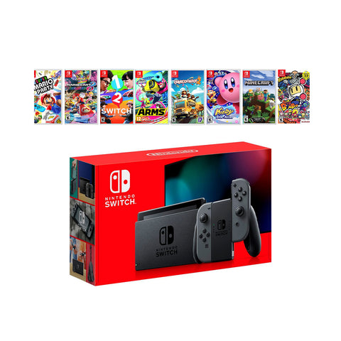 2022 New Nintendo Switch Gray Joy-Con Console Multiplayer Party Game Complete Bundle, 8 Must Play Games, Mario Party Kart 8 Deluxe 1-2 Switch and More!