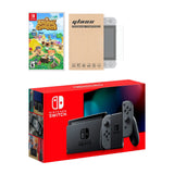 Nintendo Switch Grey Joy-Con Console Animal Crossing: New Horizons Bundle, with Mytrix Tempered Glass Screen Protector - Improved Battery Life Console with the 2020 Best NS Game