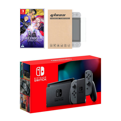 Nintendo Switch Grey Joy-Con Console Fire Emblem: Three Houses Bundle, with Mytrix Tempered Glass Screen Protector - Improved Battery Life Console with the Best Tactical Role-Playing Game