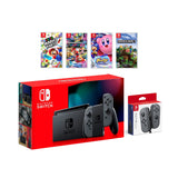 2022 New Nintendo Switch Gray Joy-Con Console Multiplayer Party Game Bundle + Extra Pair of Gray Joy-Con, Super Mario Party, Mario Kart 8 Deluxe, Kirby Star Allies, Minecraft