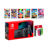 2022 New Nintendo Switch Gray Joy-Con Console Multiplayer Party Game Bundle + Neon Pink/Green Joy-Con, Super Mario Party, Mario Kart 8 Deluxe, 1-2 Switch, Arms, Overcooked 2, Kirby Star Allies