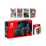 2022 New Nintendo Switch Gray Joy-Con Console Multiplayer Party Game Bundle + Neon Pink/Green Joy-Con, Super Mario Party, Mario Kart 8 Deluxe, Minecraft, Super Bomberman R