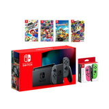 2022 New Nintendo Switch Gray Joy-Con Console Multiplayer Party Game Bundle + Neon Pink/Green Joy-Con, Super Mario Party, Mario Kart 8 Deluxe, Overcooked 2, Super Bomberman R
