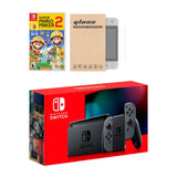 Nintendo Switch Grey Joy-Con Console Super Mario Maker 2 Bundle, with Mytrix Tempered Glass Screen Protector - Improved Battery Life Console with the Best Mario Maker Game