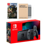 Nintendo Switch Grey Joy-Con Console Monster Hunter: Rise Bundle, with Mytrix Tempered Glass Screen Protector - Improved Battery Life Console with 2020 New Game