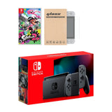 Nintendo Switch Grey Joy-Con Console Splatoon 2 Bundle, with Mytrix Tempered Glass Screen Protector - Improved Battery Life Console with the Best Shooter Game