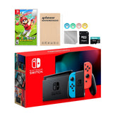 Nintendo Switch Neon Red Blue Joy-Con Console Set, Bundle With Mario Golf: Super Rush And Mytrix Accessories