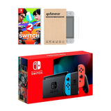 Nintendo Switch Neon Red Blue Joy-Con Console 1-2 Switch Bundle, with Mytrix Tempered Glass Screen Protector - Improved Battery Life Console with the Best Party Game