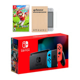 Nintendo Switch Neon Red Blue Joy-Con Console Mario Golf: Super Rush, with Mytrix Tempered Glass Screen Protector - Improved Battery Life Console with 2020 New Game