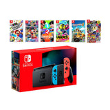 2022 New Nintendo Switch Red/Blue Joy-Con Console Multiplayer Party Game Bundle, Super Mario Party, Mario Kart 8 Deluxe, 1-2 Switch, Arms, Overcooked 2, Super Bomberman R