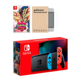 Nintendo Switch Neon Red Blue Joy-Con Console Pokemon Shield Bundle, with Mytrix Tempered Glass Screen Protector - Improved Battery Life Console with the Best Pokemon Game