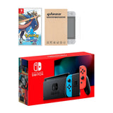 Nintendo Switch Neon Red Blue Joy-Con Console Pokemon Sword Bundle, with Mytrix Tempered Glass Screen Protector - Improved Battery Life Console with the Best Pokemon Game