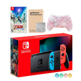 Nintendo Switch Neon Red Blue Joy-Con Console Set, Bundle With The Legend of Zelda: Skyward Sword HD And Mytrix Wireless Switch Pro Controller and Accessories