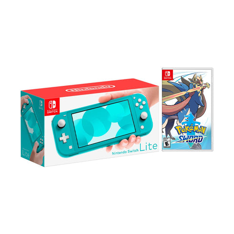 Nintendo Switch Lite Turquoise Bundle with Pokémon Sword NS Game Disc