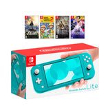 New Nintendo Switch Lite Turquoise Console Bundle with 4 Games: The Legend of Zelda: Breath of the Wild, Super Mario Maker 2, Octopath Traveler, and Fire Emblem: Three Houses!