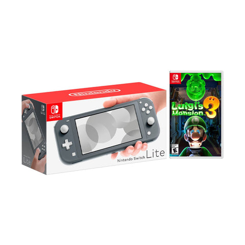 Nintendo Switch Lite Gray Bundle with Luigi's Mansion 3 NS Game Disc
