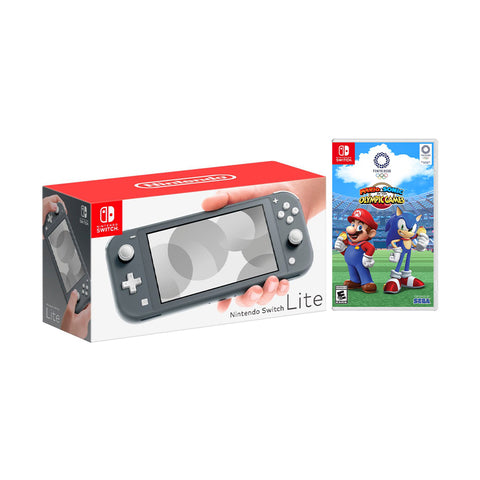 Nintendo Switch Lite Gray Bundle with Mario & Sonic at the Olympic Games: Tokyo 2020 NS Game Disc