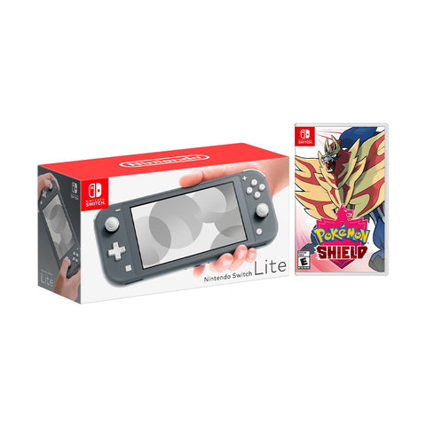 Nintendo Switch Lite Gray Bundle with Pokémon Shield NS Game Disc