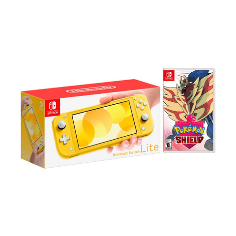 Nintendo Switch Lite Yellow Bundle with Pokémon Shield NS Game Disc