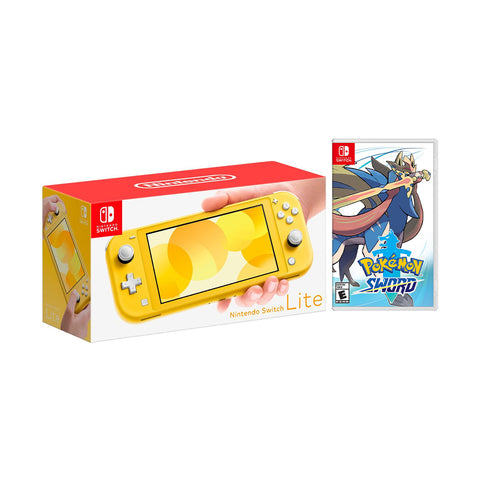 Nintendo Switch Lite Yellow Bundle with Pokémon Sword NS Game Disc