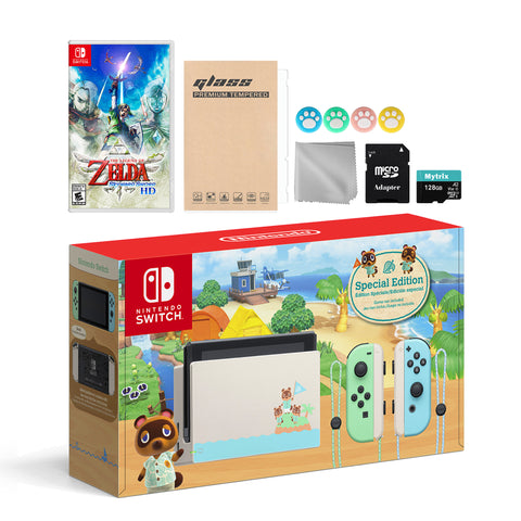 Nintendo Switch Animal Crossing Special Version Console Set, Bundle With The Legend of Zelda: Skyward Sword HD And Mytrix Accessories