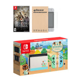 Nintendo Switch Animal Crossing Limited Console Octopath Traveler Bundle, with Mytrix Tempered Glass Screen Protector - Improved Battery Life Console with the Best Turn-Based Role-Playing Game