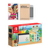 Nintendo Switch Animal Crossing Limited Console Pokemon Shield Bundle, with Mytrix Tempered Glass Screen Protector - Improved Battery Life Console with the Best Pokemon Game