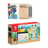 Nintendo Switch Animal Crossing Limited Console Pokemon Sword Bundle, with Mytrix Tempered Glass Screen Protector - Improved Battery Life Console with the Best Pokemon Game