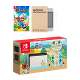 Nintendo Switch Animal Crossing Limited Console Mario Rabbids Kingdom Battle Bundle, with Mytrix Tempered Glass Screen Protector - Improved Battery Life Console with NS Game Disc