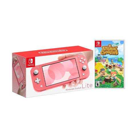 New Nintendo Switch Lite Coral Bundle with Animal Crossing: New Horizons NS Game Disc - 2020 Best Game!