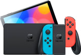 Nintendo Switch OLED Neon Red & Blue Model - Multiplayer 4 Game Cooperative Set with Mytrix Screen Protector and Joy Con Caps