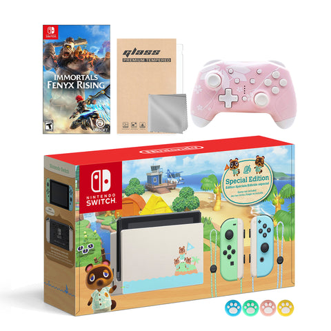 Nintendo Switch Animal Crossing Special Version Console Set, Bundle With Immortals Fenyx Rising And Mytrix Wireless Switch Pro Controller and Accessories