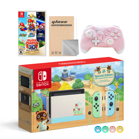 Nintendo Switch Animal Crossing Special Version Console Set, Bundle With Super Mario 3D All-Stars And Mytrix Wireless Switch Pro Controller and Accessories