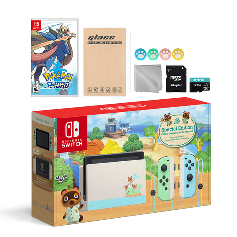 Nintendo Switch Animal Crossing Special Version Console Set, Bundle With Pokemon Sword And Mytrix Accessories