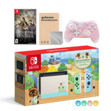 Nintendo Switch Animal Crossing Special Version Console Set, Bundle With Octopath Traveler And Mytrix Wireless Switch Pro Controller and Accessories