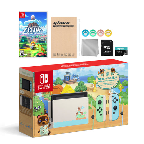 Nintendo Switch Animal Crossing Special Version Console Set, Bundle With Legend of Zelda Link's Awakening And Mytrix Accessories
