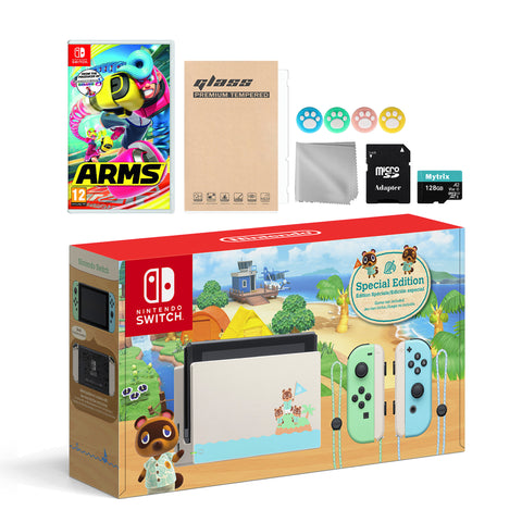 Nintendo Switch Animal Crossing Special Version Console Set, Bundle With Arms And Mytrix Accessories