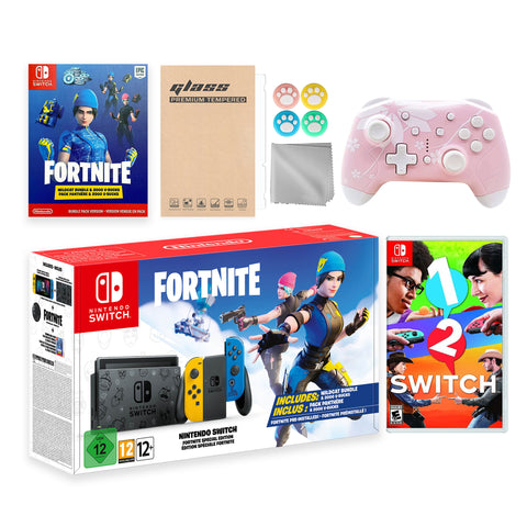 Nintendo Switch Fortnite Wildcat Limited Console Set, Epic Wildcat Outfits, 2000 V-Bucks, Bundle With 1-2 Switch And Mytrix Wireless Switch Pro Controller and Accessories