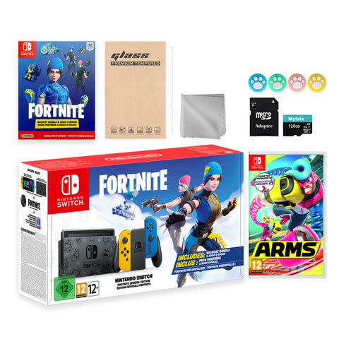 Nintendo Switch Fortnite Wildcat Limited Console Set, Epic Wildcat Outfits, 2000 V-Bucks, Bundle With Arms And Mytrix Accessories