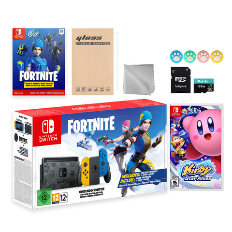 Nintendo Switch Fortnite Wildcat Limited Console Set, Epic Wildcat Outfits, 2000 V-Bucks, Bundle With Kirby Star Allies And Mytrix Accessories
